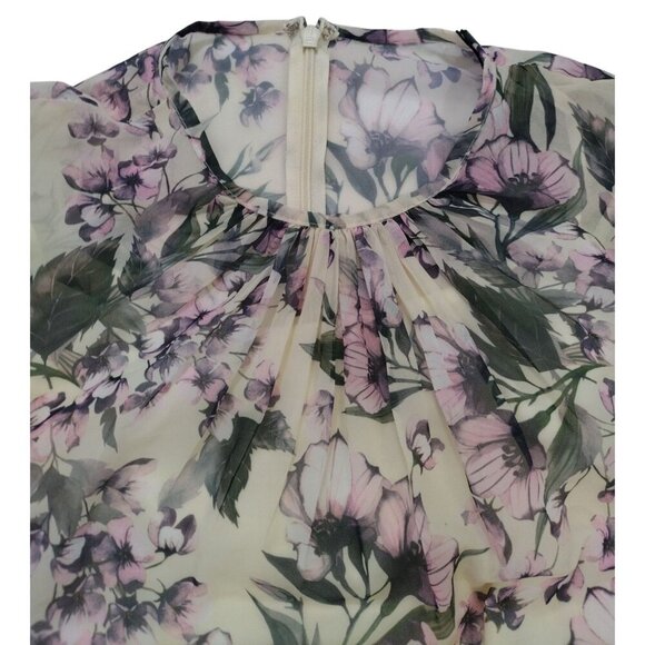 Iena For Mac Duggal Floral Long Sleeve Tiered Dress Size 4 Sheer Ruffle Elegant. - Picture 4 of 8